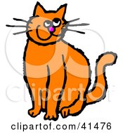 Poster, Art Print Of Grinning Orange Kitty Cat With Long Whiskers