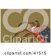 Clipart Illustration Of A Creepy Brown Spider On A Brown Background