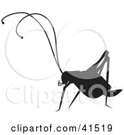 Clipart Illustration Of A Cricket Silhouetted In Black