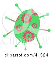 Clipart Illustration Of A Green Ladybug With Pink Burst Patterns by Prawny