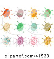Clipart Illustration Of Twelve Colorful Patterned Ladybugs by Prawny