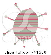 Poster, Art Print Of Green Ladybug With Pink Stripe Patterns