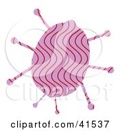 Poster, Art Print Of Pink Ladybug With Wavy Red Patterns