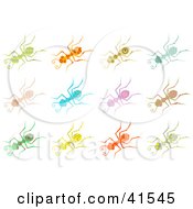 Poster, Art Print Of Twelve Colorful Patterned Ants