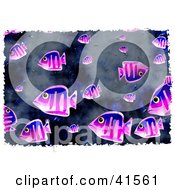 Poster, Art Print Of School Of Purple Fish Background