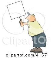 Poster, Art Print Of Male Protester Holding Up A Blank Sign