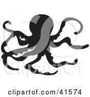 Clipart Illustration Of A Black Silhouetted Octopus by Prawny