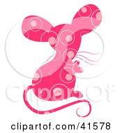 Clipart Illustration Of A Pink Circle Patterned Mouse