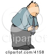Business Man With An Upset Stomach Clipart