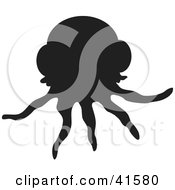 Clipart Illustration Of A Black Silhouetted Jellyfish by Prawny