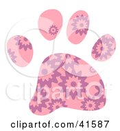 Poster, Art Print Of Pink And Purple Burst Patterned Paw Print
