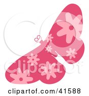 Clipart Illustration Of A Pink Floral Patterned Butterfly by Prawny