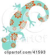 Poster, Art Print Of Blue And Red Floral Patterned Gecko