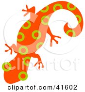Poster, Art Print Of Orange And Green Circle Patterned Gecko