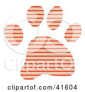 Tan And Orange Striped Patterned Paw Print
