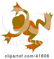 Poster, Art Print Of Brown And Orange Floral Patterned Frog