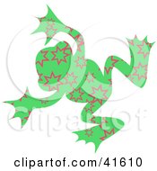 Clipart Illustration Of A Green And Pink Burst Patterned Frog