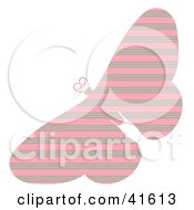 Clipart Illustration Of A Pink And Brown Striped Patterned Butterfly by Prawny