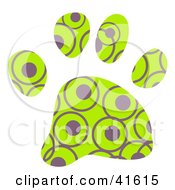 Poster, Art Print Of Green And Purple Circle Patterned Paw Print
