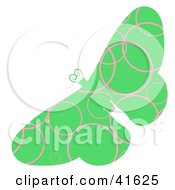 Clipart Illustration Of A Green And Pink Circle Patterned Butterfly by Prawny