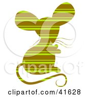 Clipart Illustration Of A Brown And Green Striped Patterned Mouse by Prawny