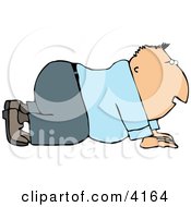 Business Man On His Hands And Knees Clipart