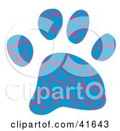 Poster, Art Print Of Blue And Pink Heart Patterned Paw Print