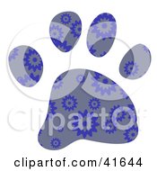 Poster, Art Print Of Gray And Blue Burst Patterned Paw Print