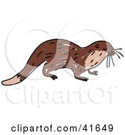 Clipart Illustration Of A Sketched Brown Otter