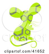 Clipart Illustration Of A Green And Gray Octagon Patterned Mouse by Prawny