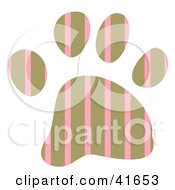 Poster, Art Print Of Brown And Pink Striped Patterned Paw Print