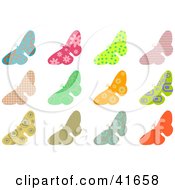 Clipart Illustration Of Twelve Colorful Patterned Butterflies by Prawny