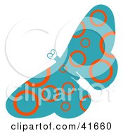Clipart Illustration Of A Blue And Orange Circle Patterned Butterfly by Prawny