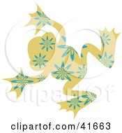 Poster, Art Print Of Tan And Blue Floral Patterned Frog