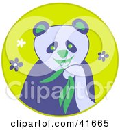 Clipart Illustration Of A Panda Eating Bamboo In A Yellow Flower Circle