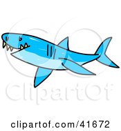 Poster, Art Print Of Sketched Blue Shark