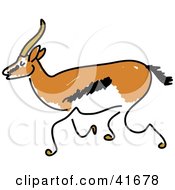 Clipart Illustration Of A Sketched Running Gazelle