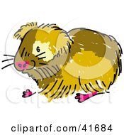 Clipart Illustration Of A Sketched Brown Guinea Pig