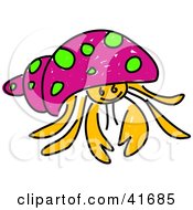 Poster, Art Print Of Sketched Pink Hermit Crab