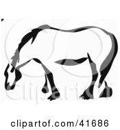 Poster, Art Print Of Black And White Paintbrush Stroke Styled Draft Horse