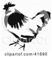 Poster, Art Print Of Black And White Paintbrush Stroke Styled Chicken