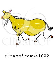 Clipart Illustration Of A Sketched Yellow Goat