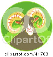 Clipart Illustration Of A Friendly Brown Ram With Big Curling Horns