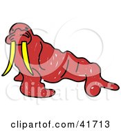 Clipart Illustration Of A Sketched Brown Walrus
