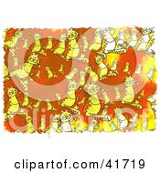 Clipart Illustration Of A Grungy Yellow And Orange Kitty Cat Background
