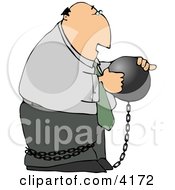 Businessman Criminal Wearing A Ball And Chain
