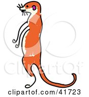 Clipart Illustration Of A Sketched Standing Meerkat by Prawny