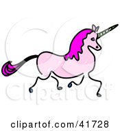 Poster, Art Print Of Sketched Pink Unicorn