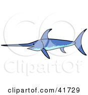Clipart Illustration Of A Sketched Blue Swordfish