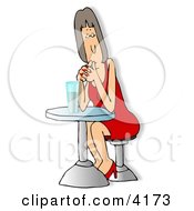 Woman Waiting On Her Date Clipart
